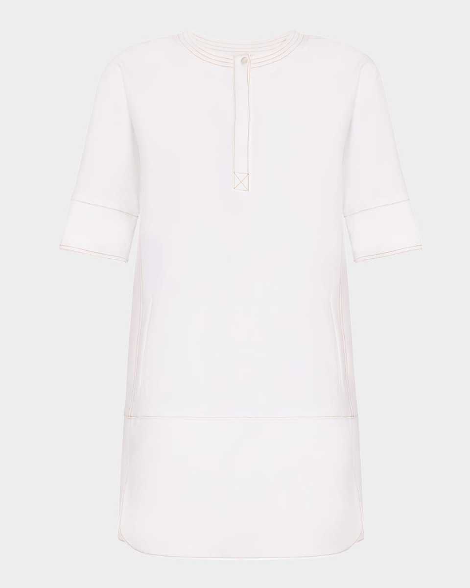 Sebino Topstitched Crewneck Mini Dress